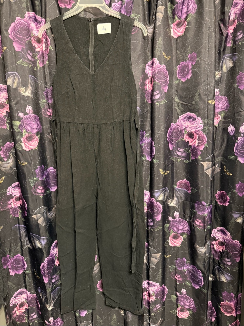 Loup Black V-Neck Sleeveless Jumpsuit with Waist Tie